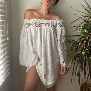 White Off ShoulderBoho Dress / Coverup — Tags On!